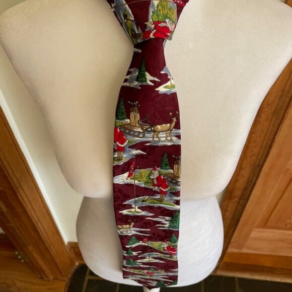 OSCAR DE LA RENTA Vintage Santa Golf Silk Tie - Picture 9 of 14